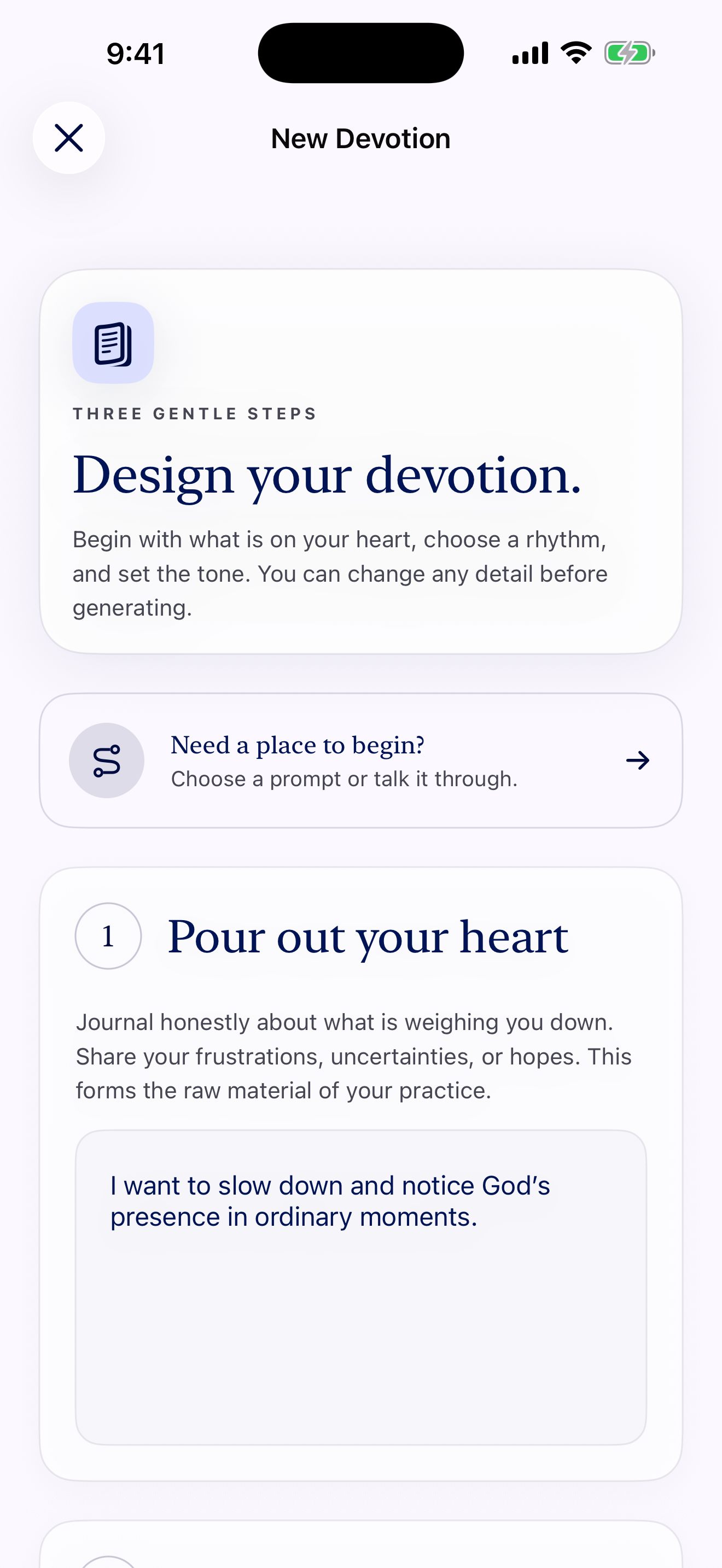 Creating a personalized devotional in Glean for iPhone
