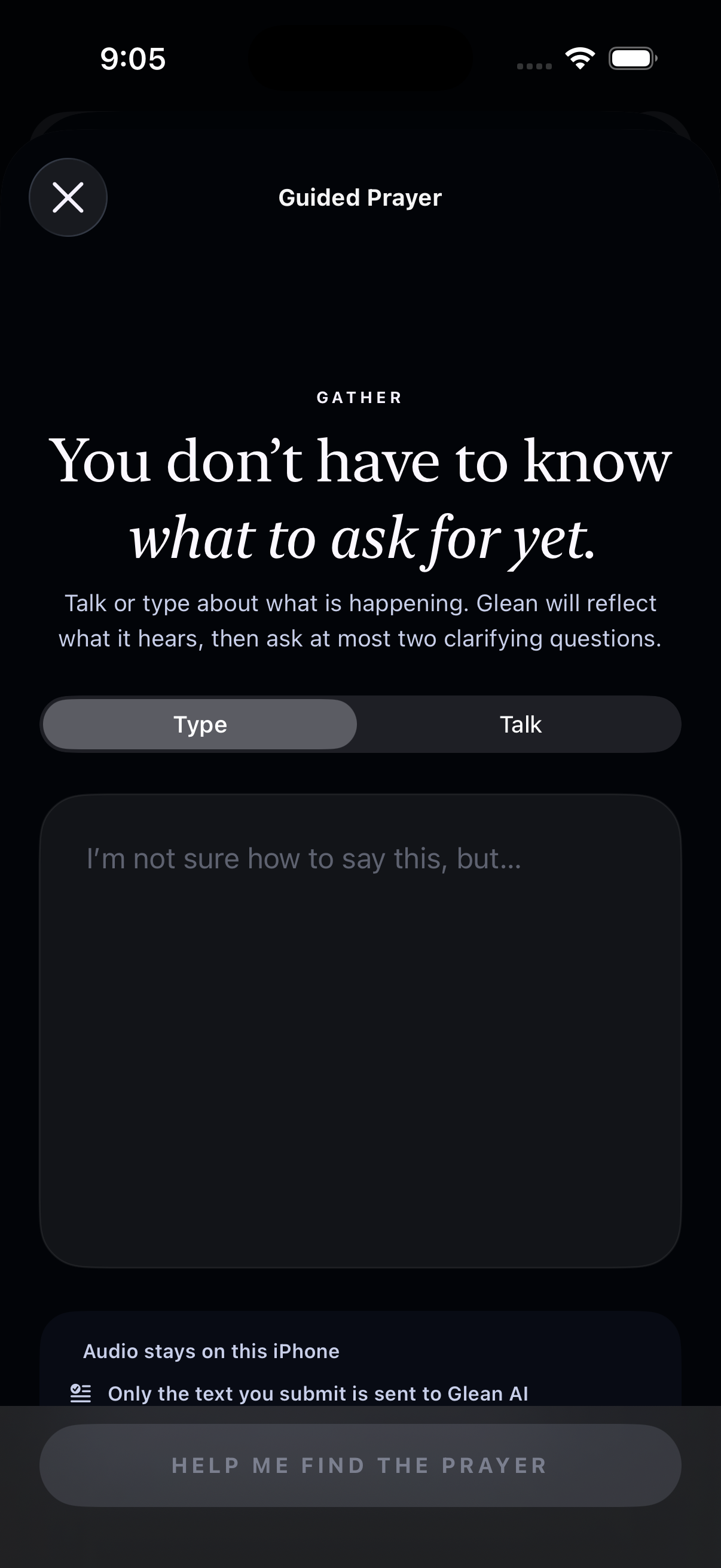 Guided Prayer in dark mode